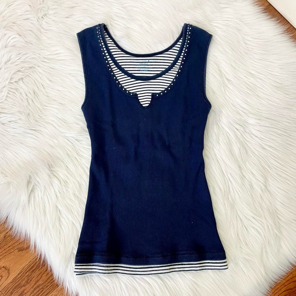 Vintage Y2K blue striped tank top ⚓️ by Mountain Lake